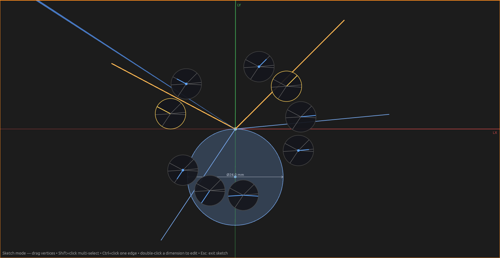The Selection Exploder fanned open over a crowded corner, each stacked element in its own magnified loupe