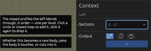 The Loft tool's Context pane, each field explained