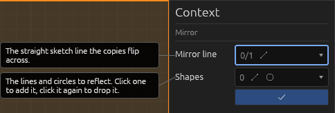 The in-sketch Mirror pane, each field explained