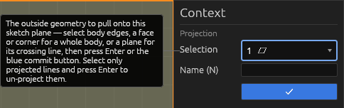 The Projection tool's Context pane, each field explained