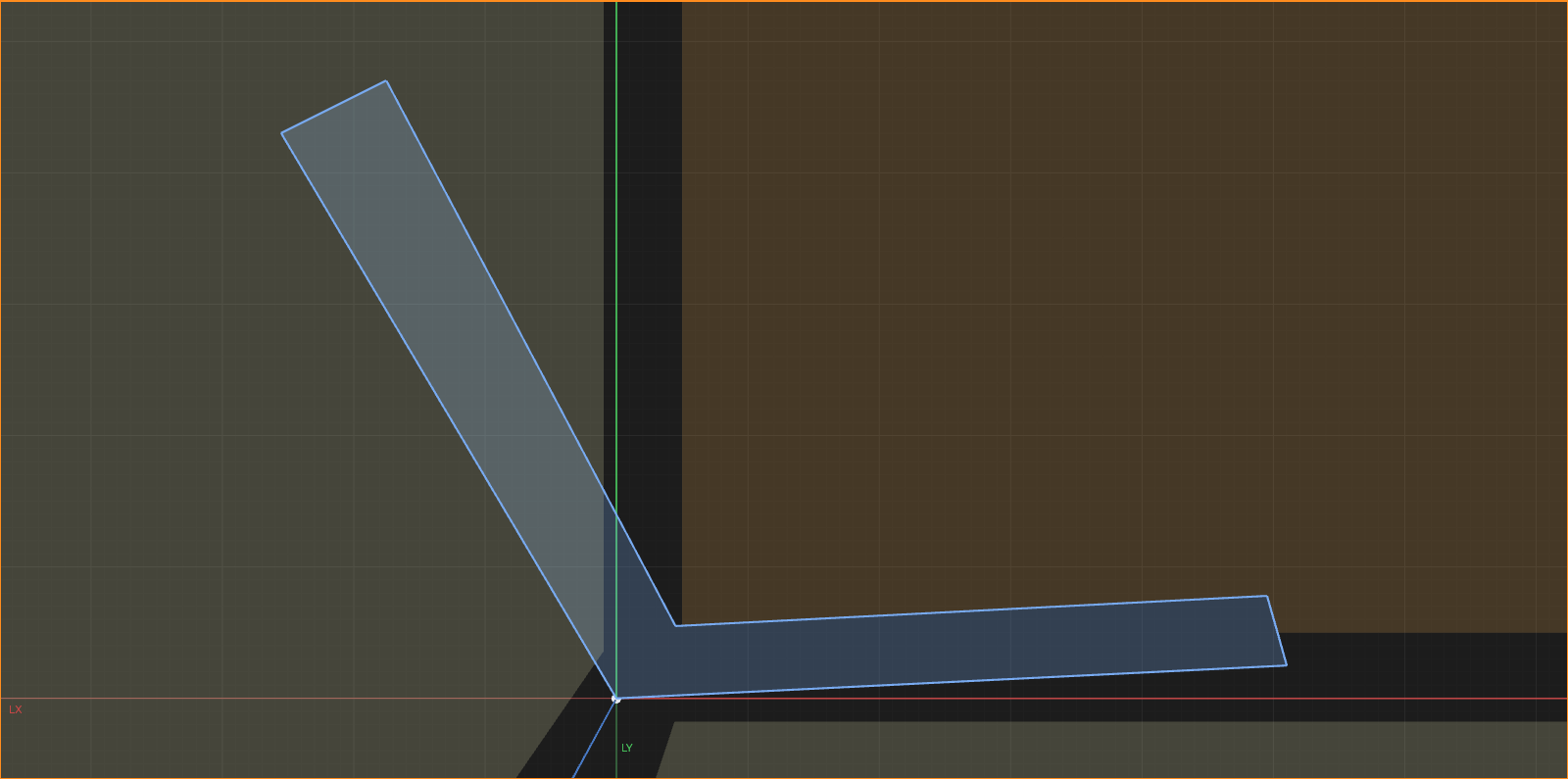 Six sloppy chained lines forming a rough 120-degree bracket profile