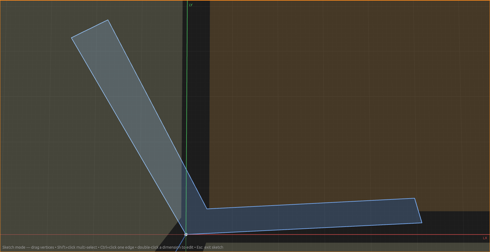 Six sloppy chained lines forming a rough 120-degree bracket profile